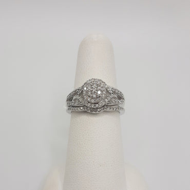 Sterling Silver Natural Diamond Bridal Set