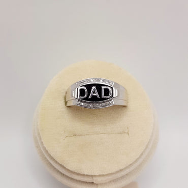Sterling Silver Dad Ring Featuring .06 Natural Diamonds and Black Enameling