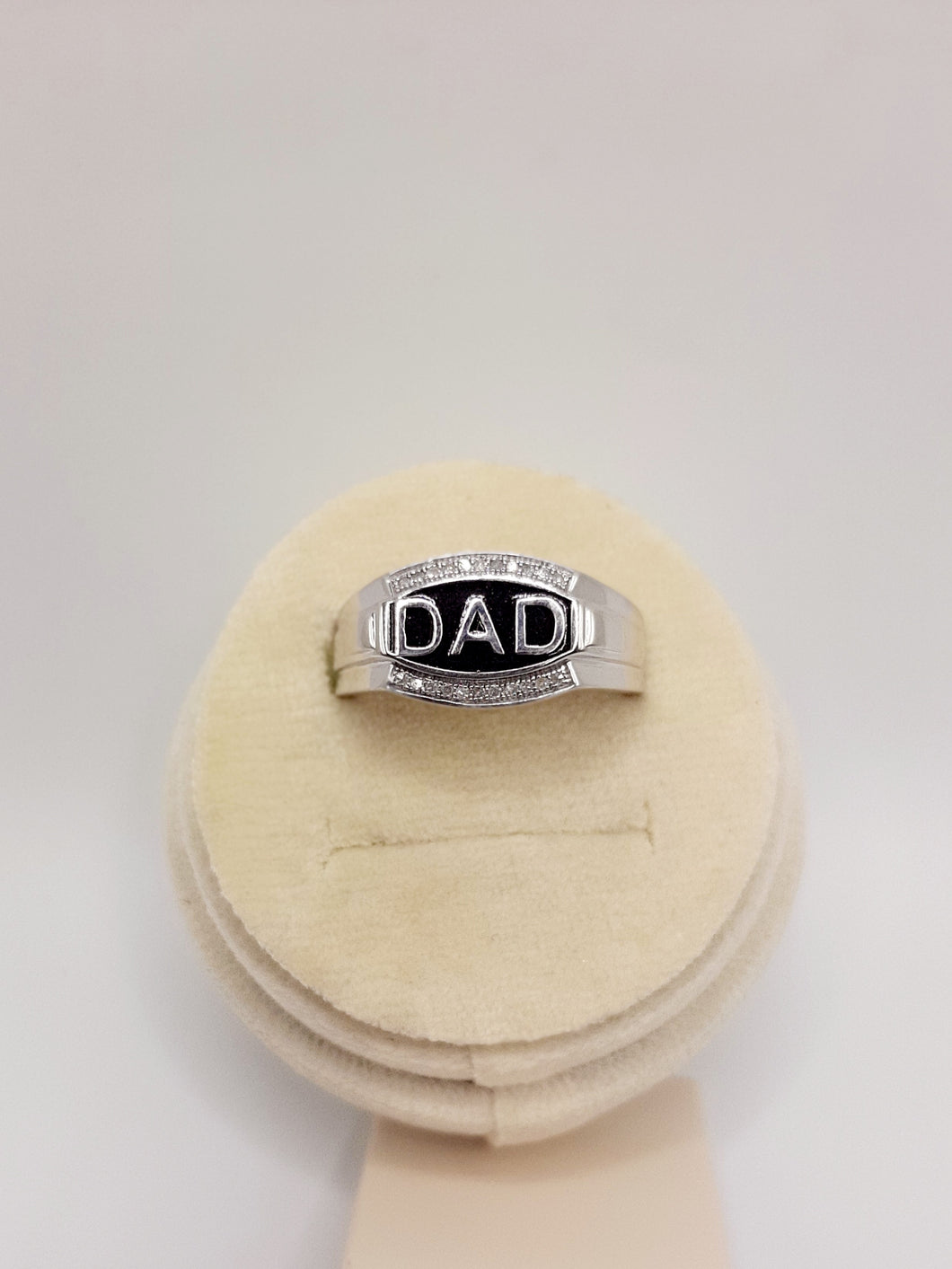 Sterling Silver Dad Ring Featuring .06 Natural Diamonds and Black Enameling