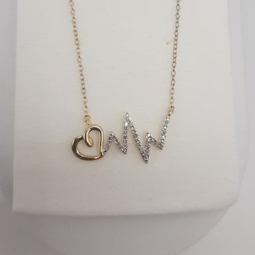 10KT Yellow Gold Heartbeat Necklace