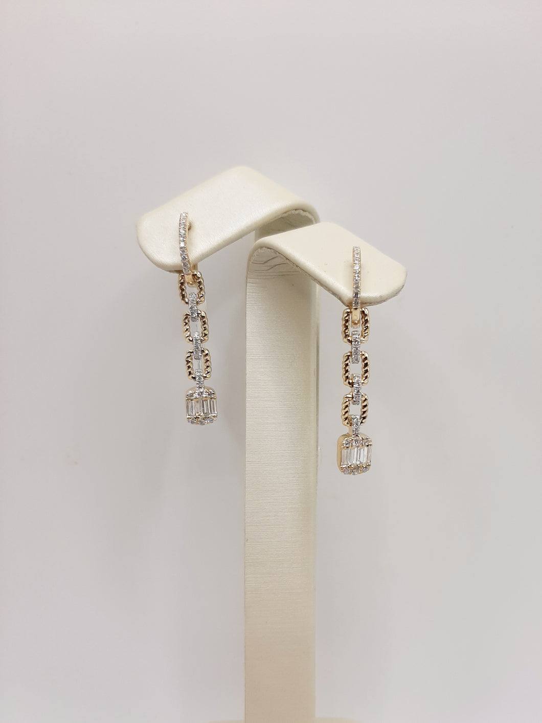 14kt yellow gold diamond huggie/dangle earrings