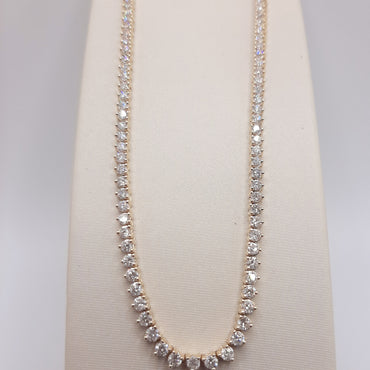 14Kt yellow gold riviera necklace featuring 3 prong set 3.0 carat of natural diamonds 18