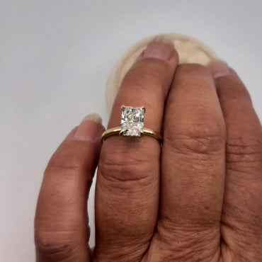 14kt yellow gold Radiant cut lab created diamond solitaire