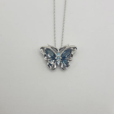 Sterling silver london blue topaz and blue topaz butterfly pendant