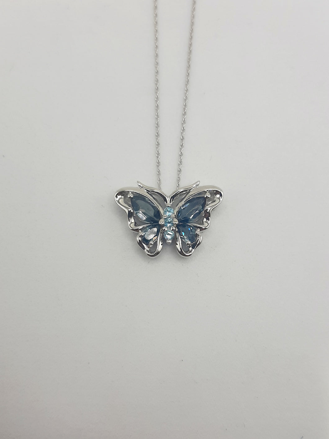 Sterling silver london blue topaz and blue topaz butterfly pendant