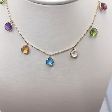 14kt yellow gold semi precious station necklace