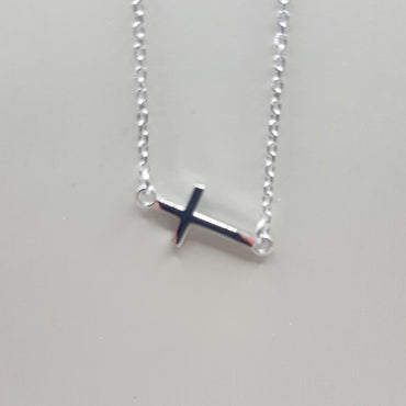 14kt white gold sideways cross necklace on 16