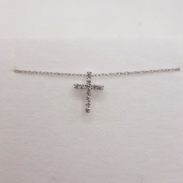 10kt White Gold Cross Necklace