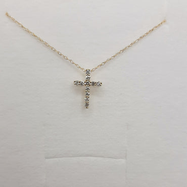 10kt Yellow Gold Diamond Cross Necklace
