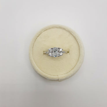 14kt White Gold 1.50 Carats Lab Grown Oval ,Round and Baguette Ring