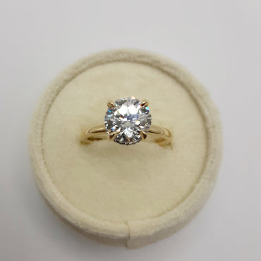 14kt Yellow Gold 2.55 Carat Round Lab Grown Diamond with Hidden Halo