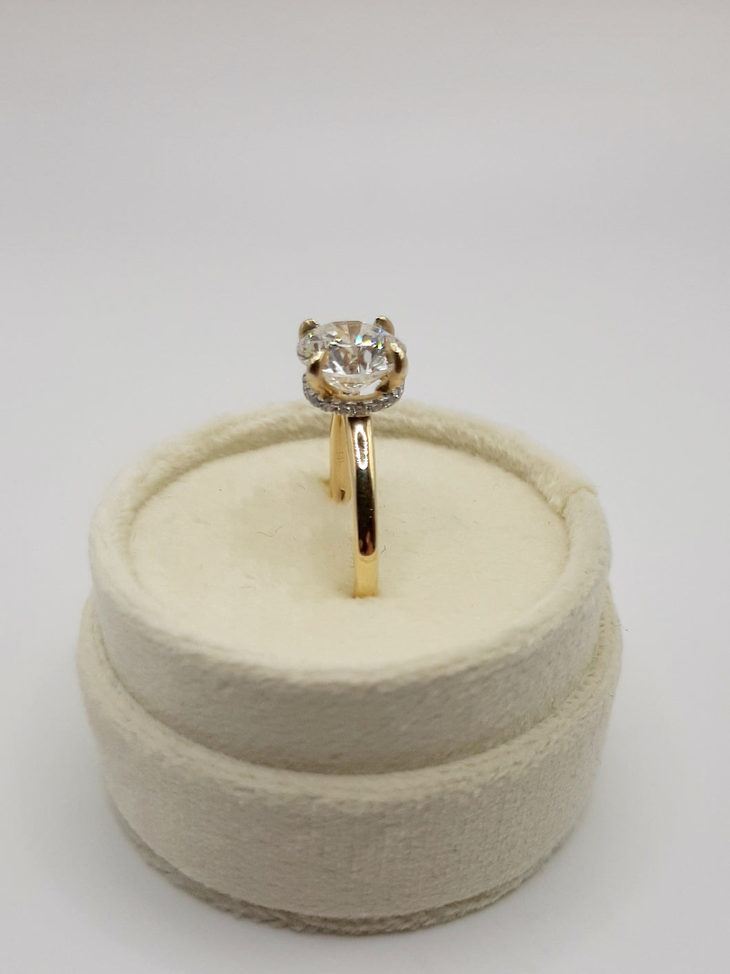 14kt Yellow Gold 2.55 Carat Round Lab Grown Diamond with Hidden Halo