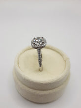 Load image into Gallery viewer, Platinum Mount Featuring Lab Round Brilliant Center Stone with Halo and Side Shank
