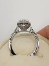 Load image into Gallery viewer, Platinum Mount Featuring Lab Round Brilliant Center Stone with Halo and Side Shank
