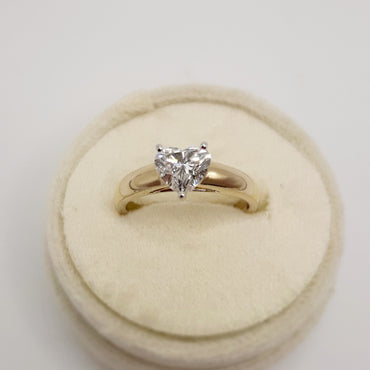14kt yellow gold lad created heart shape diamond ring