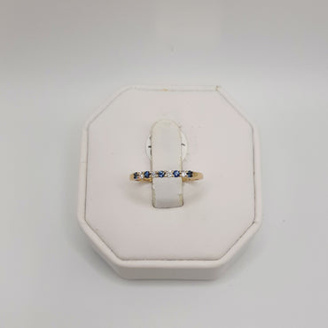 14kt Yellow Gold Natural Blue Sapphires and Natural Diamond Stackable Band