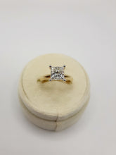 Load image into Gallery viewer, 14kt Yellow Gold Four Prong 2.0 carat Princess Cut Lab Grown Diamond
