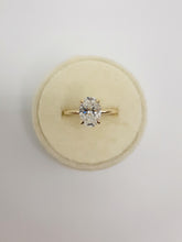 Load image into Gallery viewer, 14kt Yellow Gold Four Prong 2.0 carat Oval Cut Lab Grown Diamond with a Hidden Halo Ring
