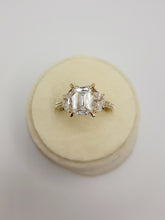 Load image into Gallery viewer, 14kt yellow gold emerald cut lab grown diamond ring
