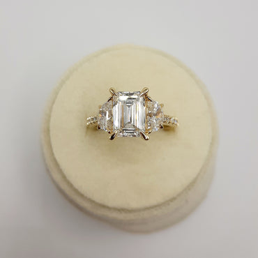 14kt yellow gold emerald cut lab grown diamond ring