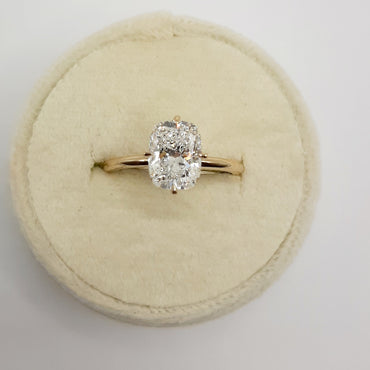 14kt Yellow Gold Compass set 2.04 carat Cushion Cut Lab Grown Diamond