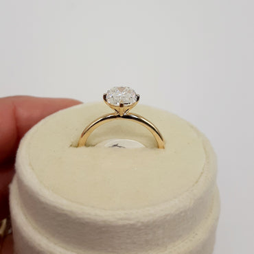 14kt Yellow Gold Compass set 2.04 carat Cushion Cut Lab Grown Diamond