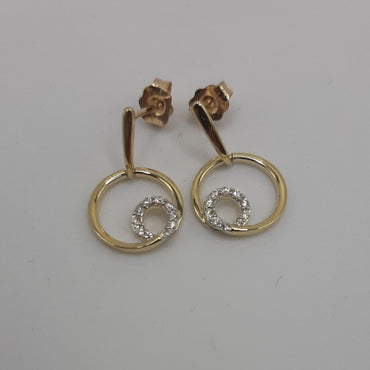 10kt yellow gold diamond infinite circle stud earrings