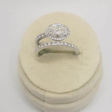 14kt white gold oval diamond engagement ring