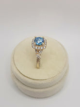 Load image into Gallery viewer, 14kt yellow gold blue lab grown diamond ring
