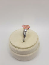 Load image into Gallery viewer, 14kt white oval pink lab grown diamond three stone ring
