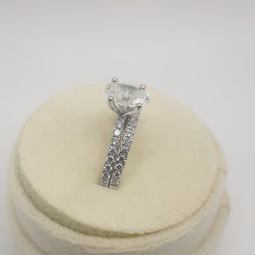 14kt white gold oval diamond 2 piece engagement ring