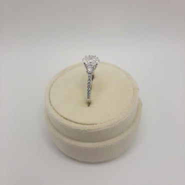 14kt white gold diamond three stone ring