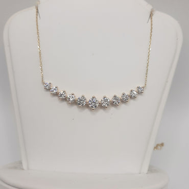 14kt yellow gold diamond bar necklace