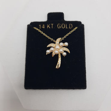 14kt yellow gold Effy palm tree necklace