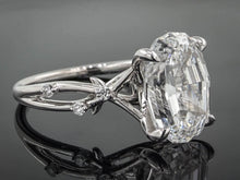Load image into Gallery viewer, 14kt white gold step cut oval lab diamond with a vine shank ring
