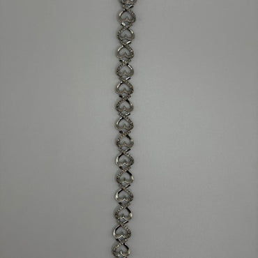 Sterling Silver Diamond Heart Bracelet