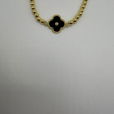 Stainless steel and yellow gold plate stretchable 4.0mm bracelet
