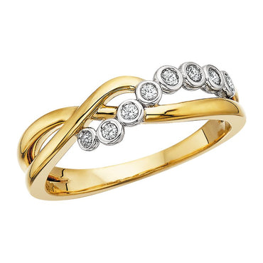 Two Tone Diamond Curve Ring