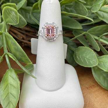 Pink Argyle and White Simulated Diamond Ring