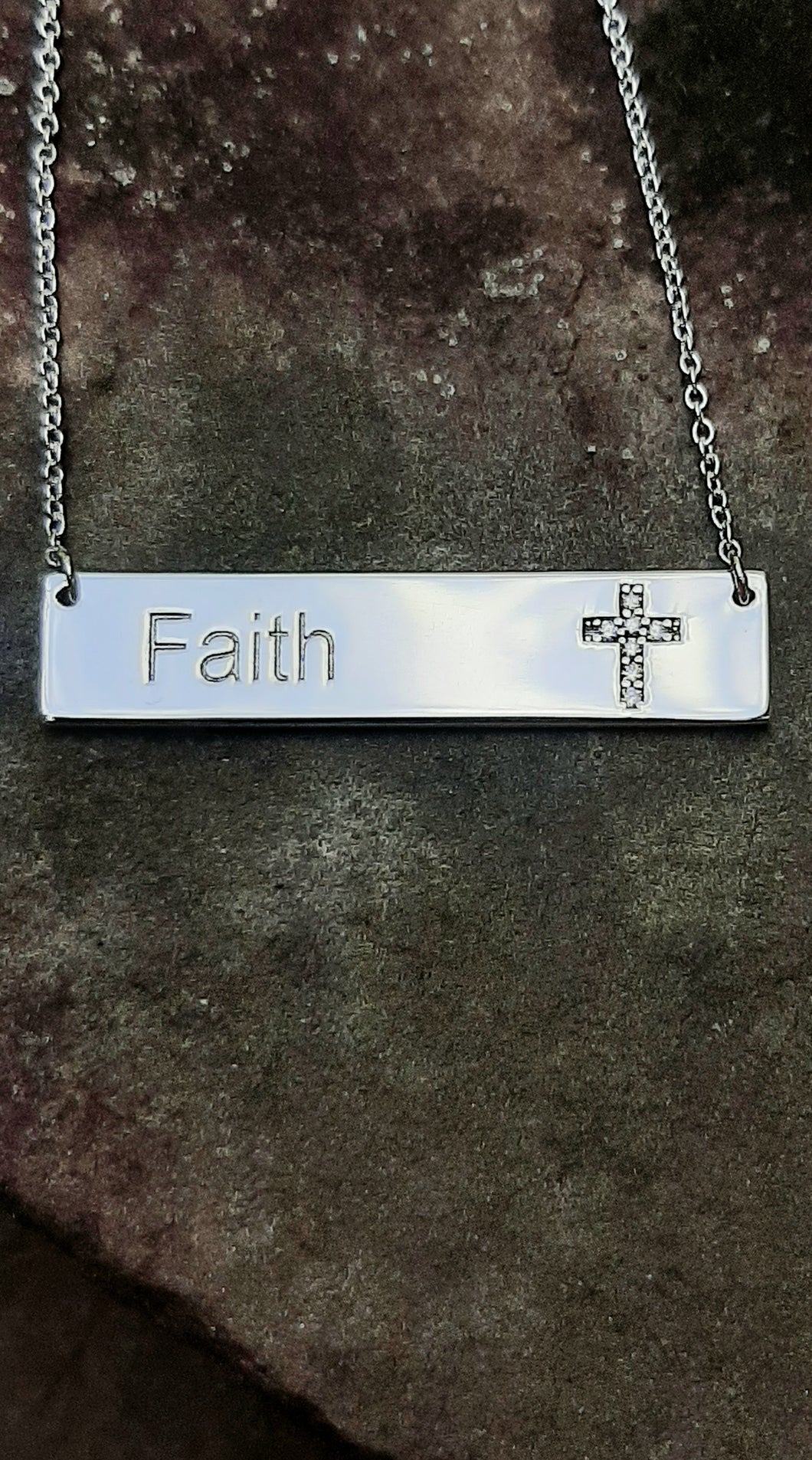 LaFonn Sterling Silver Faith Bar Necklace