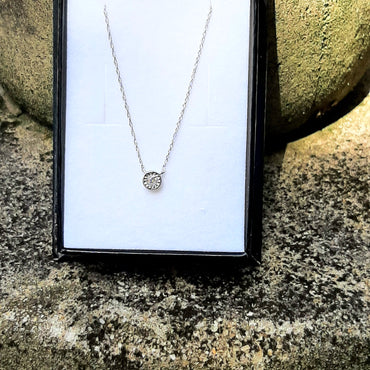 10 K White Gold .10 Carat Illusion Diamond Solitaire Necklace