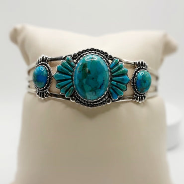 Sterling Silver Cuff Bracelet Featuring Turquoise