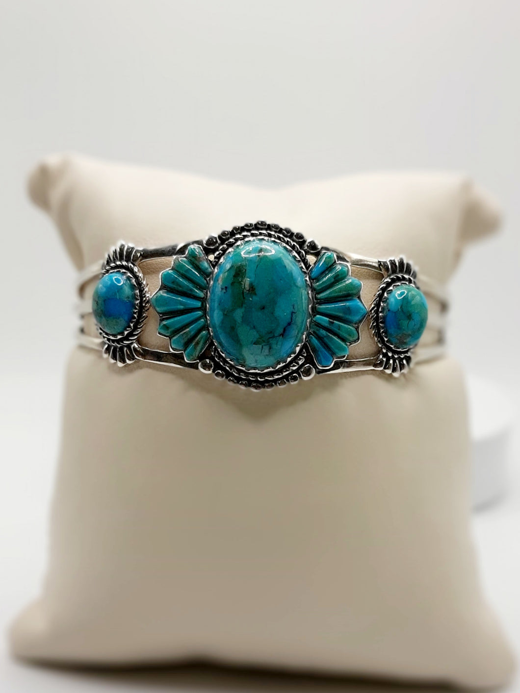 Sterling Silver Cuff Bracelet Featuring Turquoise