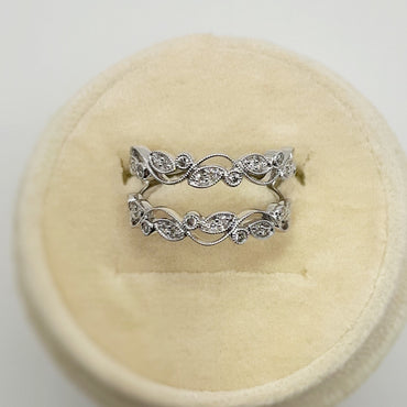 14Kt White Gold Stackable and Vintage Inspired Ring