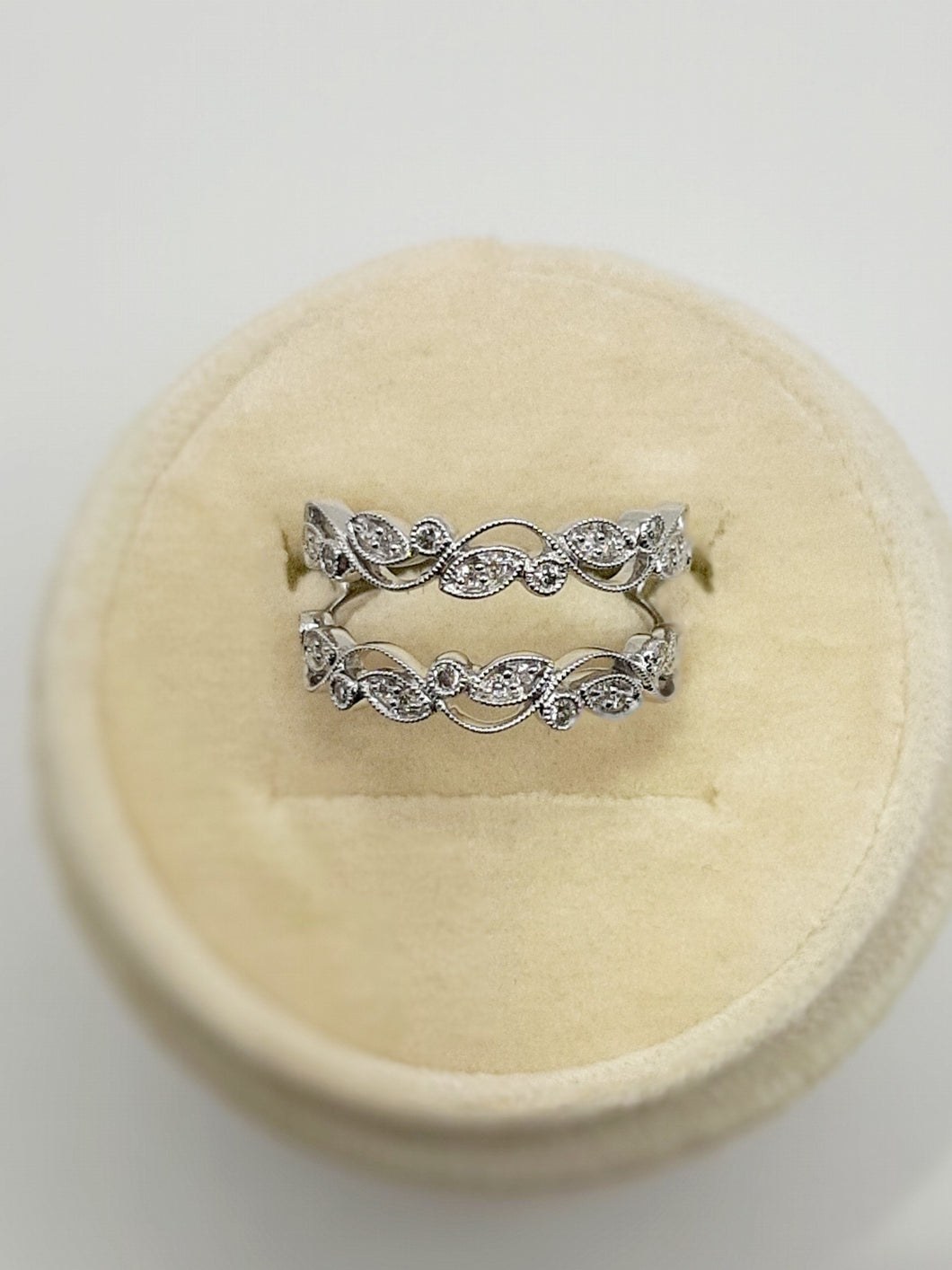 14Kt White Gold Stackable and Vintage Inspired Ring