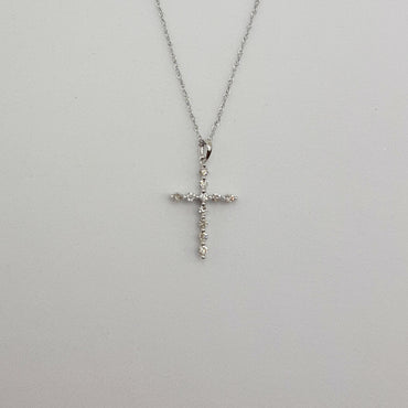 10Kt White Gold Cross Featuring .11 Carats of Natural Diamonds on 20