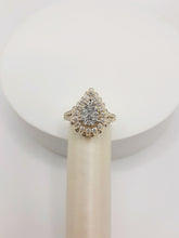 Load image into Gallery viewer, 10Kt Two Tone Pear Shape Cluster Ring Featuring 1.0 Carats of Natural Round Brilliant Cut Diamonds on A Split Shank
