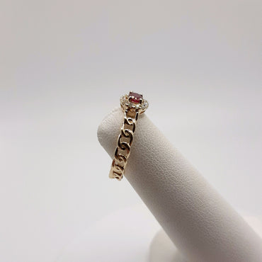 14kt Yellow Gold Halo Ring Featuring .37 Carats Natural Ruby  and .14 Carats of Diamonds