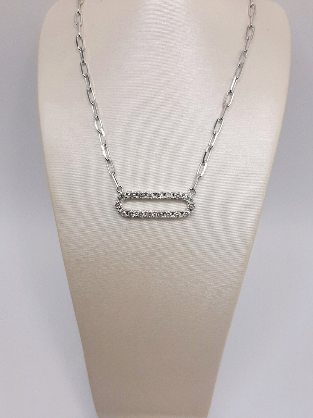 14Kt White Gold Paper-Clip Chain Featuring .40 Carats of Diamonds on 18