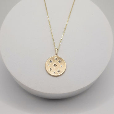 14KT Yellow Gold Medallion Pendant Featuring .10 Carats of Diamonds